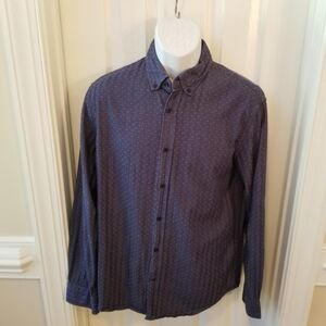 Banana Republic Dark Blue Pin Dot Patterned Shirt